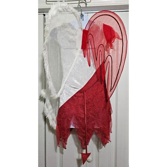 Heavenly Devil Costume Naughty Nice Angel Dress Wings Halo Tail Halloween Girls - Picture 4 of 6